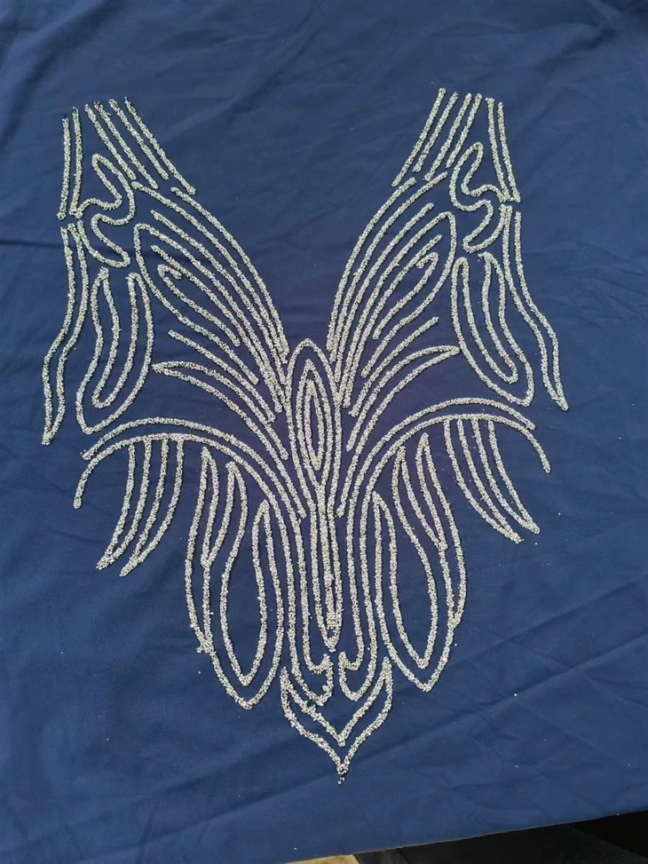 Fabric sample with rhinestones